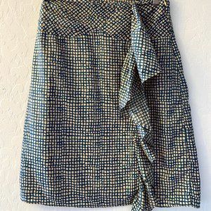 Blue A-line skirt with ruffle detail